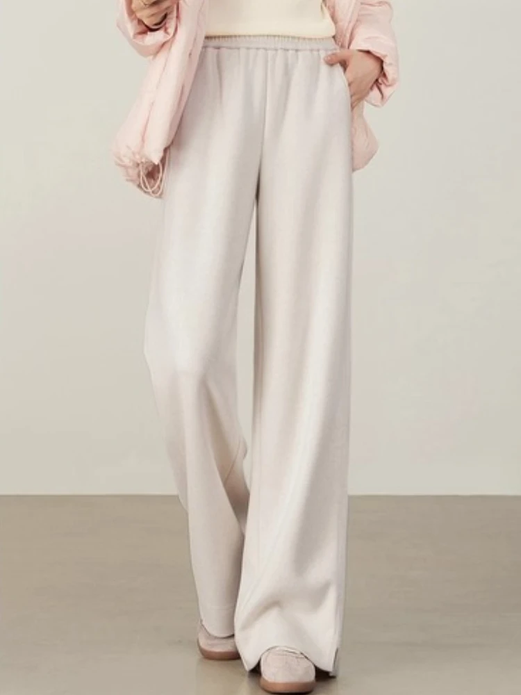 

SENTUBILA Women's Knit Straight Leg Pants 2025 Autumn Elastic Waist Pear Shape Body Slimming Casual Commuter Trousers 153K58813