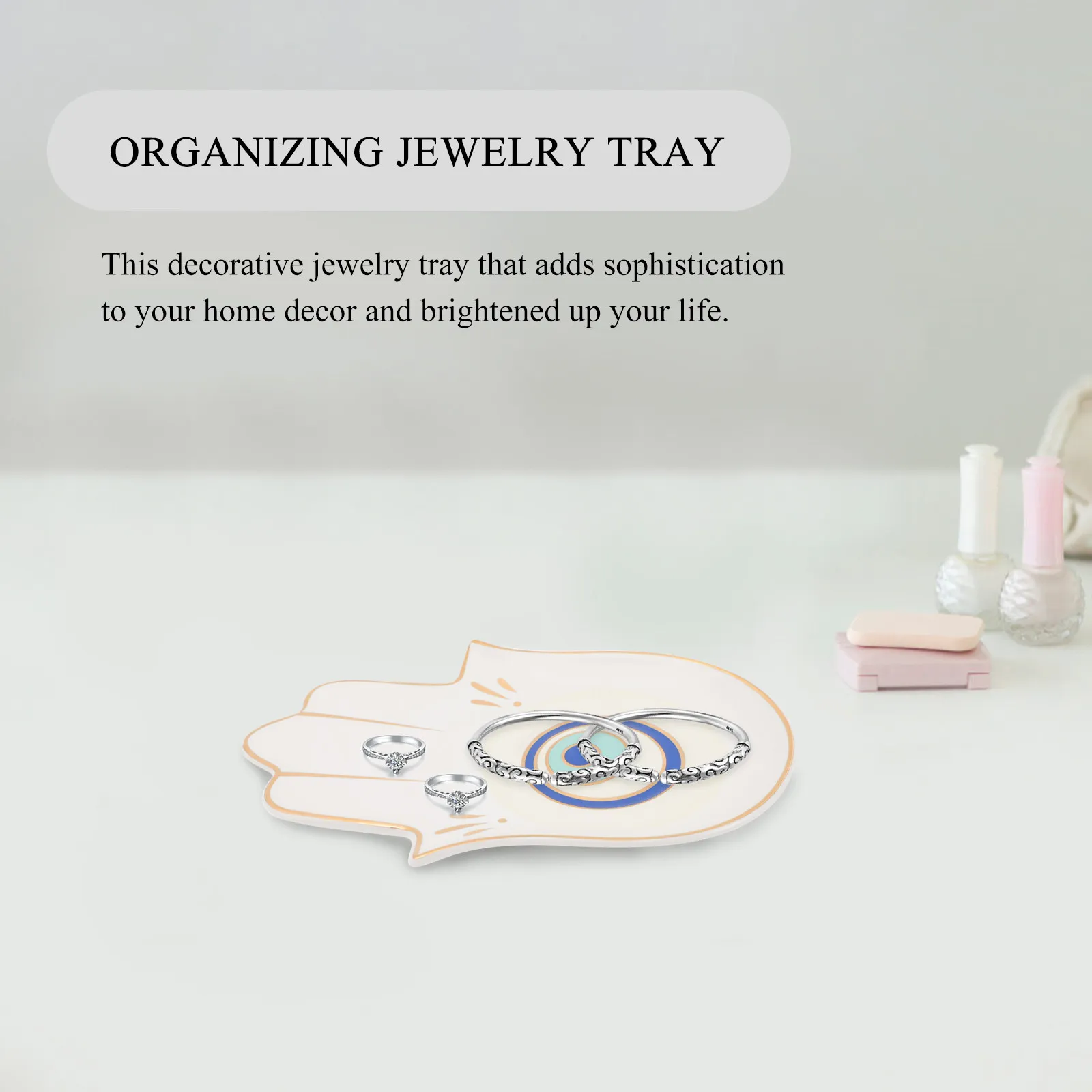 

Ceramic Jewelry Tray Eye Printed Decorative Jewelry Holder Desktop Trinket Plate Organizer Ring Display