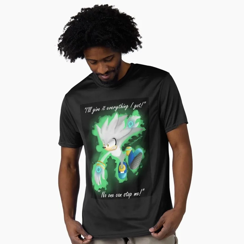 90s Cartoon Series Cute Silver the Hedgehog Gift t shirt 0603 Vintage Racing Anime Graphic Tee Y2K clothes US Size S-6XL