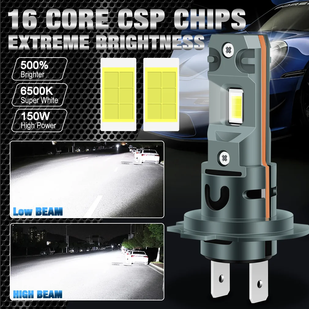 S&D H4 H7 LED Headlights 150W Super Bright 30000LM Spotlight Automobile Bulbs Led H7 Canbus Mini Car Lights Fog Light 6500K 12V