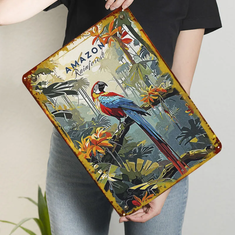 الأمازون الغابات المطيرة السفر صفيح علامات المشهد ملصق جدار ديكور علامة معدنية مخصصة للجدار الفن الديكور القهوة بار الرجعية #3