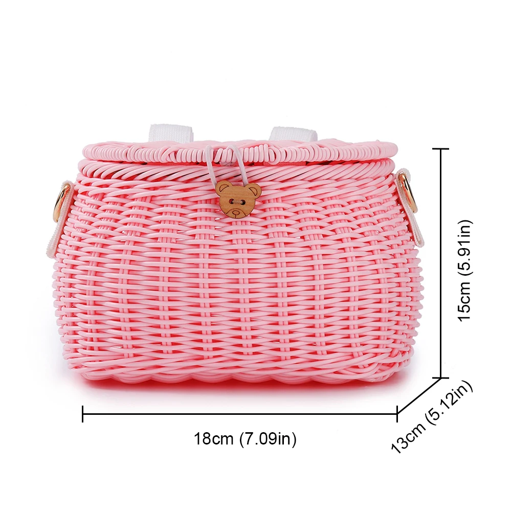 Childrens Bicycle Basket Plastic Wovens Bike Basket Kids Bicycles Wicker Basket Bike Front Basket Backpack Bicycle Accessories