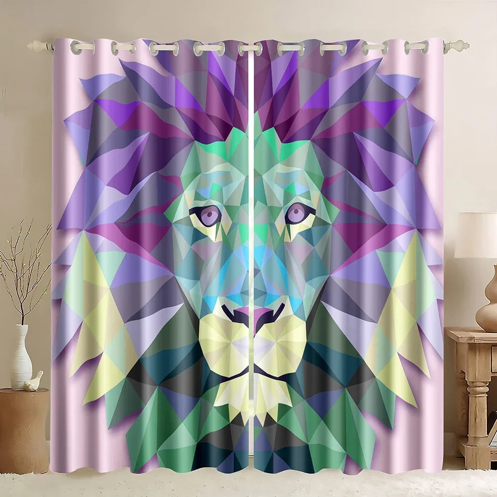Geometry Blackout Curtains Abstract Art Triangle 3D Solid Geometry Image Print Grommet Window Curtain for Bedroom Living Room