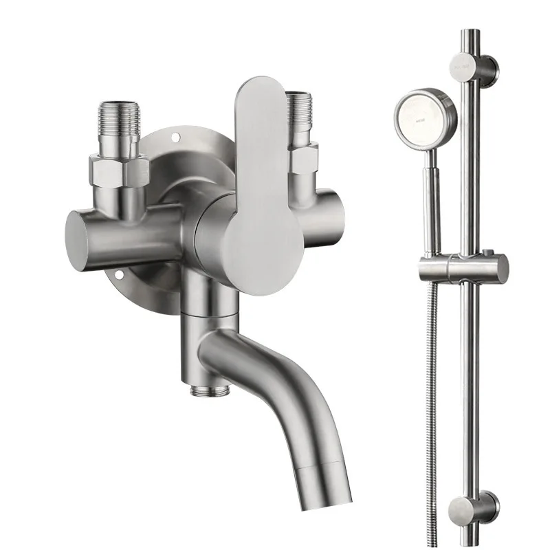 

304 Stainless Steel Surface Wall Mixing Valve Shower Faucet Switch Hot and Cold Faucet Shower Set