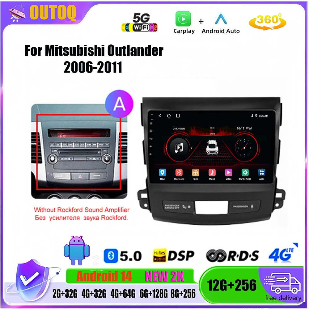

For Mitsubishi Outlander 2006-2011 Peugeot 4007 Citroen C-Crosser Multimedia Player Carplay Screen Auto Stereo Car Radio Android