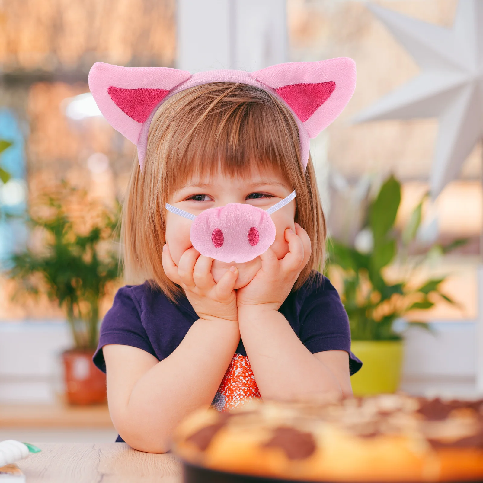 1 مجموعة خنزير زي الاكسسوارات آذان خنزير عقال ذيل الأنف ربطة القوس فيونكة عدة خفيفة الوزن دائم تأثيري الحيوان تأثيري القوس #2