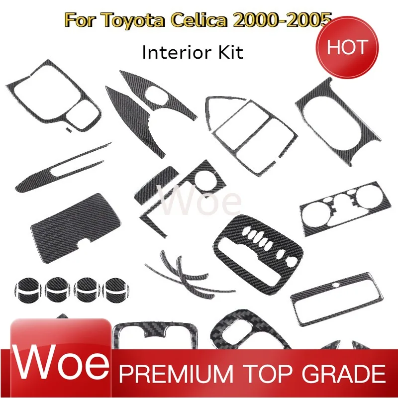Woe For Toyota Celica 2000-05 Soft Carbon Fiber Car Shifter Air Conditioning Adjustment Panel Trim Trim Interior Kit Car Accesso