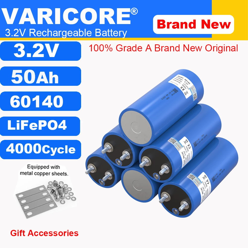 

1-8pcs 3.2V 50Ah LiFePO4 Battery 60140 Lithium iron phosphate batteries for 12V 24V 3C Motorcycle Car Golf Cart Camping Trip