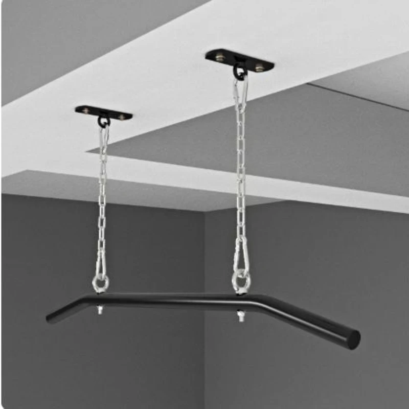 Ceiling Beam Mount Pull Up Bar Adjustable Height Iron Chain Soft Single Rod Household Portable Fitness Training Equipment