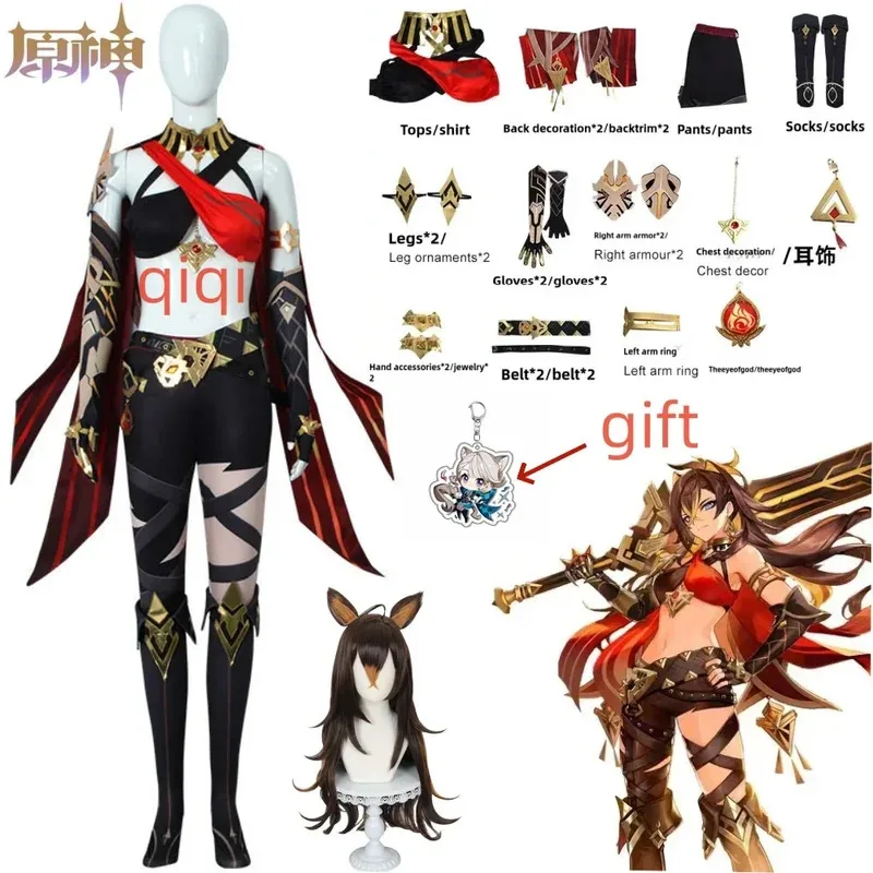 Костюм для косплея Dehya, парик, пятизвездочный Pyro Claymore Wielder Sumeru, женский кот, косплей, костюмы на Хэллоуин, игра Outfita; 6'x, 9;y'