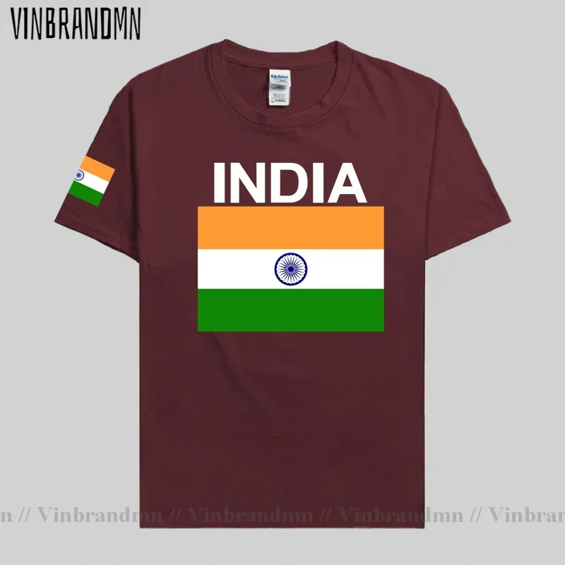 India T Shirts Man Classic T-shirts Nation Team Cotton Fashion Meeting Fans Streetwear Fitness Gyms Tops Country Flag IND Indian