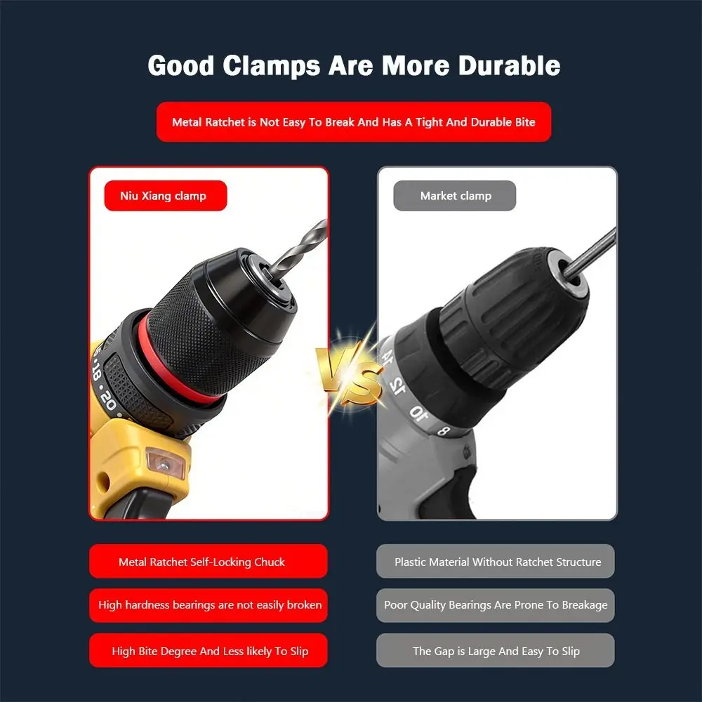 

Universal Self-Locking 0.8-13mm Drill Chuck High Hardness Ratchet Adapter Bearing Clamp Drilling