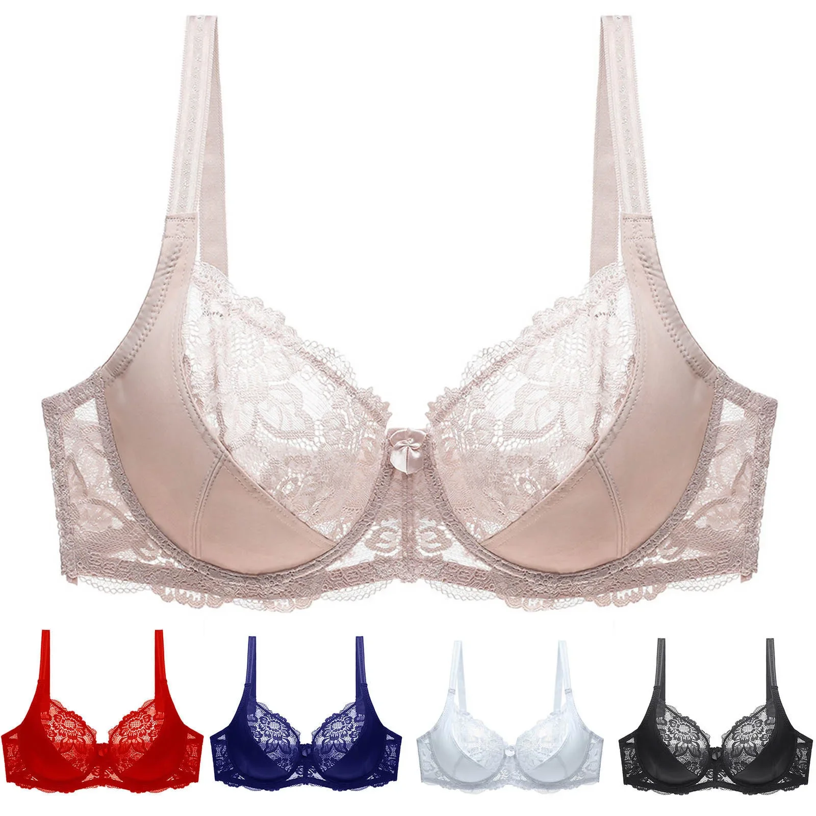 

Padded Underwire Bras For Women Women Plus Size Lace Bra Soild Color Push Up Sexy Thin Breathable Bra Womens Slight Bras