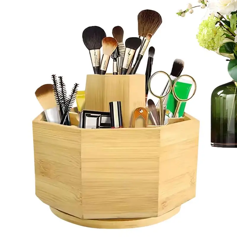 

Round Rotating Pen Holder Makeup Brush Organizer Round Rotating Pen Rack Home Offices Storage Box Desktop Color Pencil Holder
