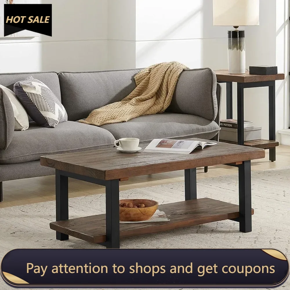 Easy Assembly Mid Century Modern Coffee Table for Living Room 42 in X 24 in X 18 in Brown Freight Free End Tables Mesa Lateral