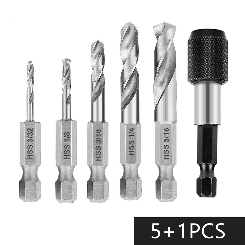 Hex Shank Short Bit Set with Evenly Distributed Carbides and 135 Degree Standard Tip for Versatile Drilling Needs (6pcs)