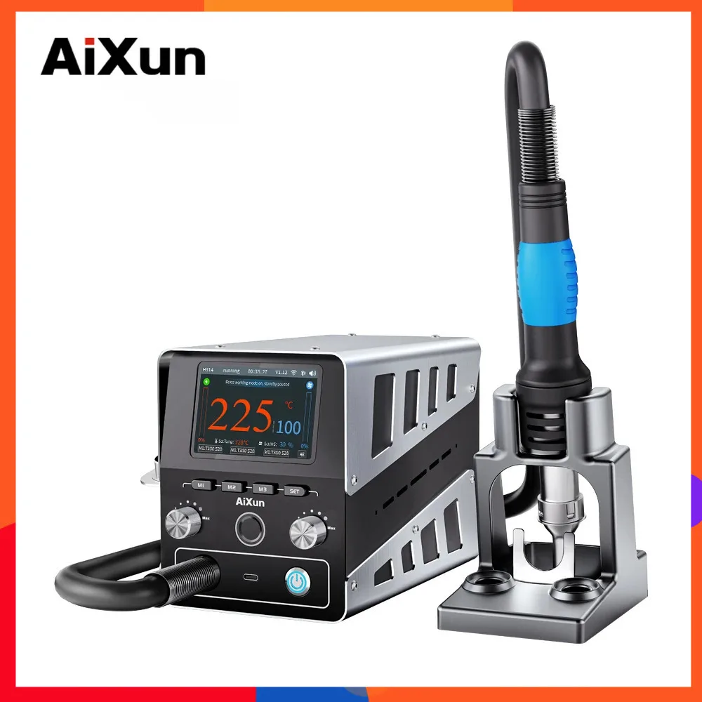 Aixun H314 Estação de solda com pistola de ar quente Display digital 1400W Estação de retrabalho inteligente para reparo de chip PCB de telefone