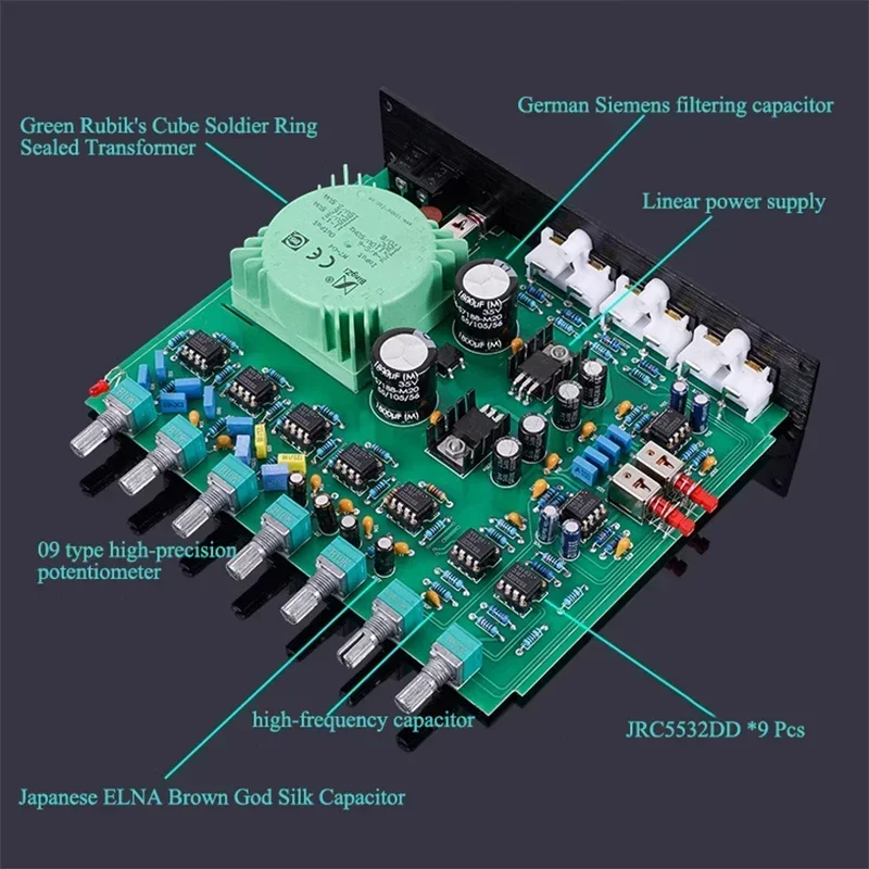 Imagem -03 - Hifi Balanced Preamplifier Mini Mixer Canais Processing eq Effector Mini Misturadores Audio Preamp Use Jrc5532dd Opamp Chip