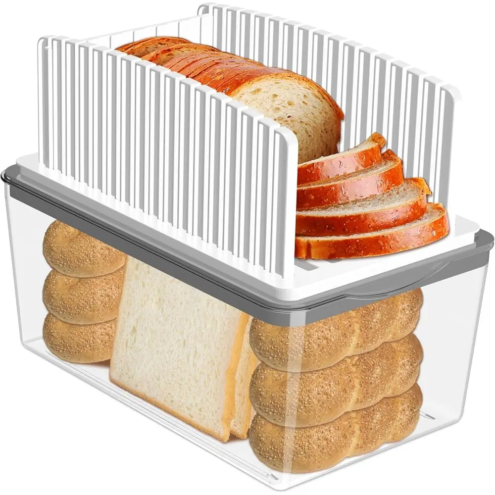 

Upgrade Bread Slicer or Homemade Bread with Bread Box, Bread Slicing Guide Adjustable Width, oldable and Compact Cutting Guide w