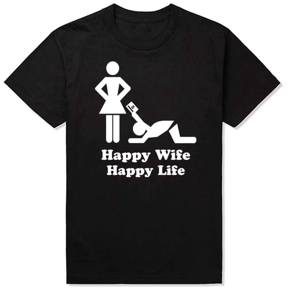 Happy Man, Beautiful Life Model T-shirt, Women's Casual Style, Satirical and Humorous Design, Everyday Wear, Couple Gift Y2K
