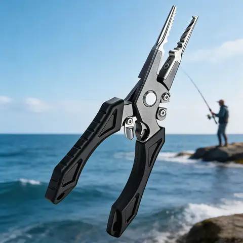 Aluminum Alloy Self Locking Lure Fishing Pliers Hook Remover Braid Line Cutter Split Ring Opener Marine Tools
