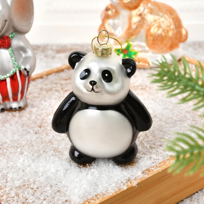 

Glass Painted Christmas Decorations Chickens Panda Elephant Shape Colorful Hanging Ornaments Christmas Tree Pendant