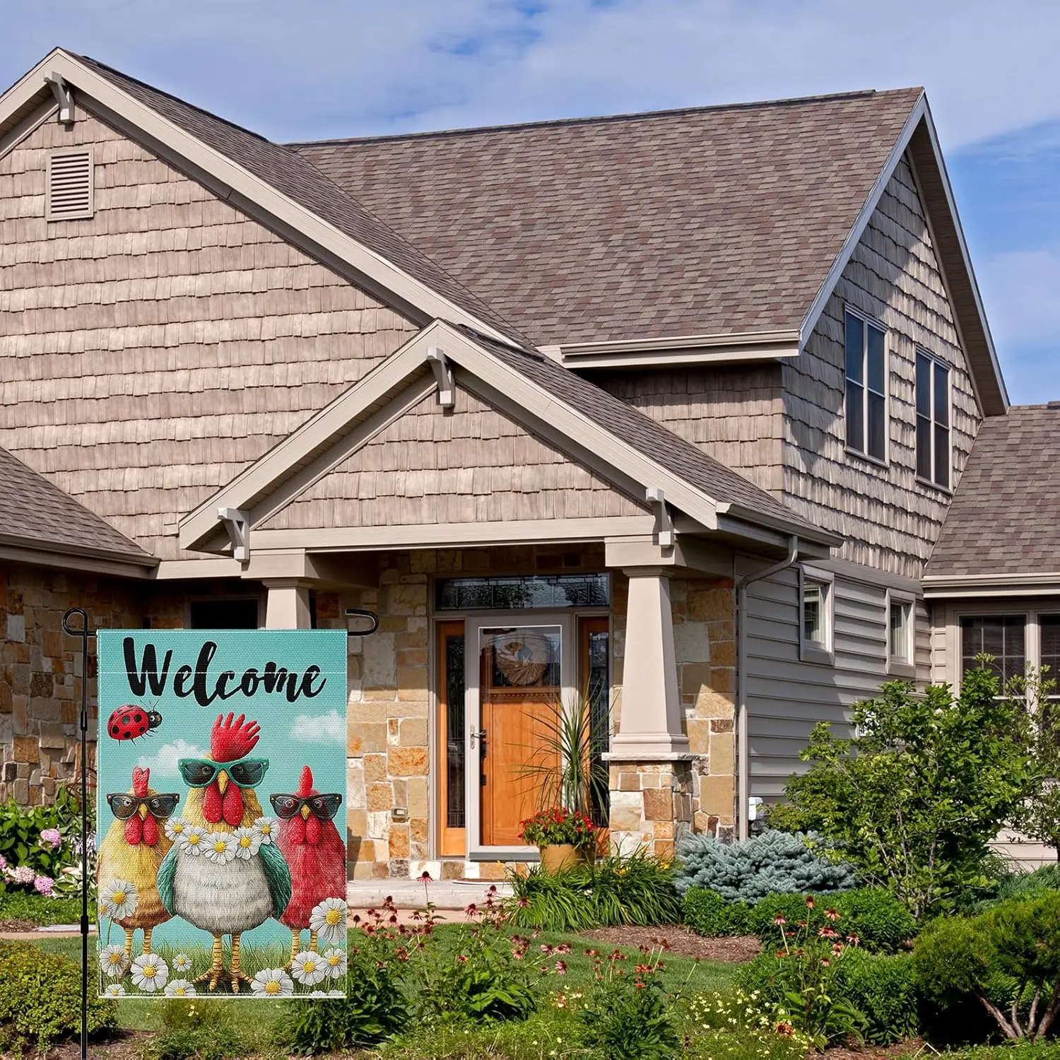 Welcome Garden Flag 12x18 Inch Double Sided for Outside Small Burlap Love Red Holiday Yard Decoration - The Hip Roosters AAS