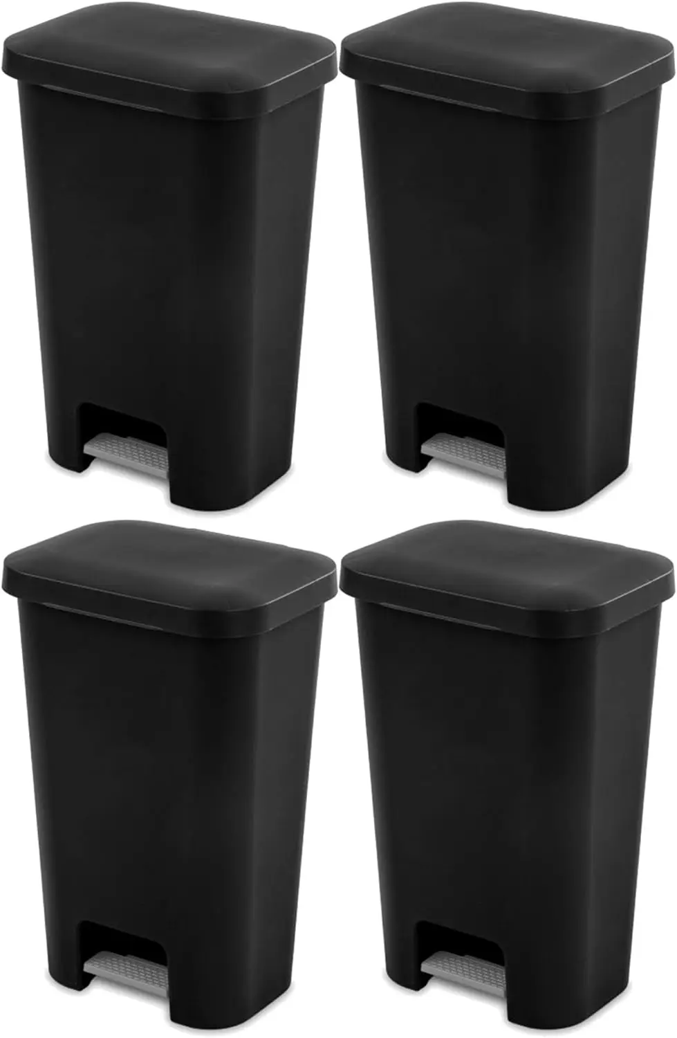 

11.9 Gallon Rectangular Step On Kitchen Plastic Indoor Wastebasket with Wide Opening Lid and Comfort Handle for Home
