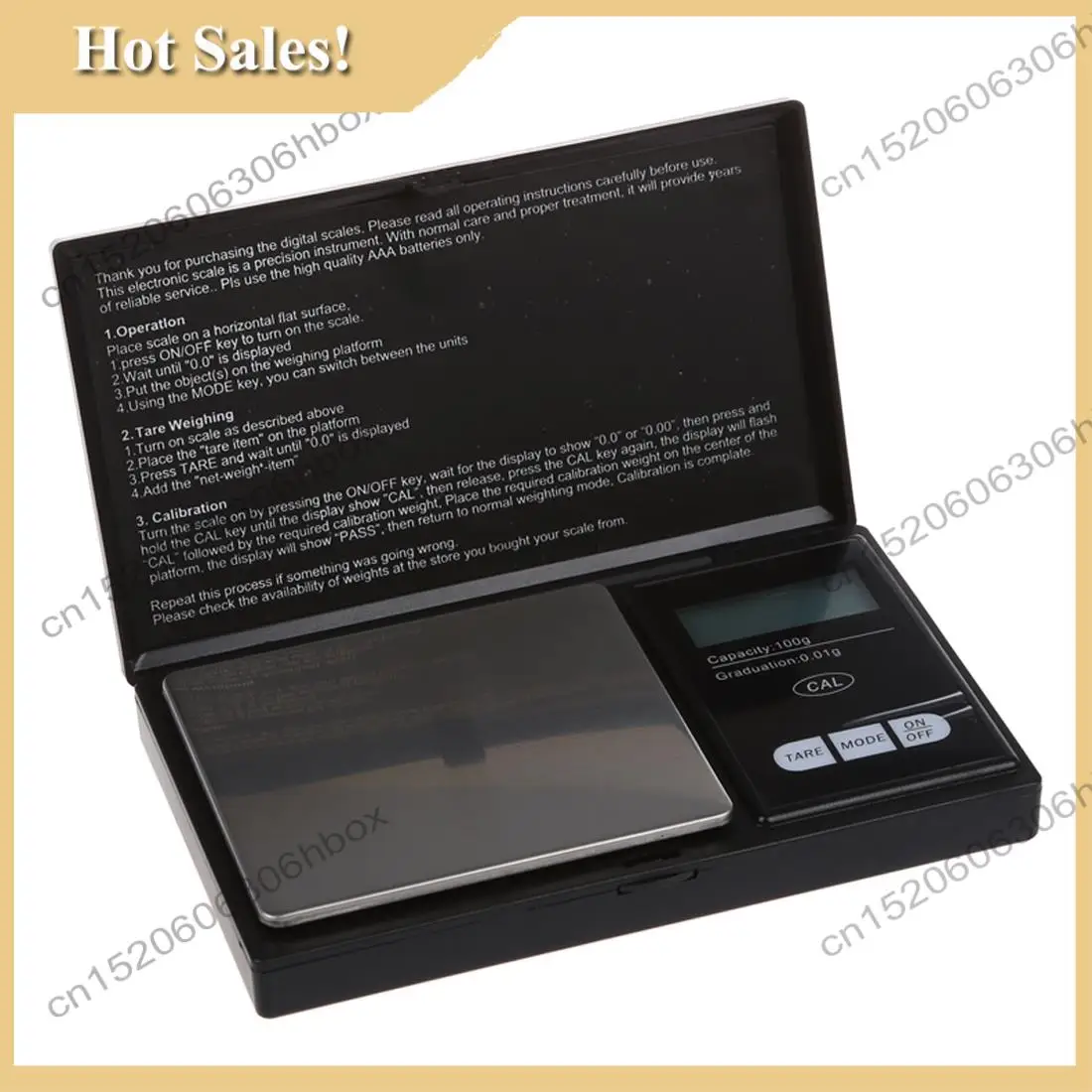 

-HOPE 100G X 0.01G Mini LCD Digital Portable Pocket Jewellery Jewelry Gold Diamond Gram Weighing Scale Black