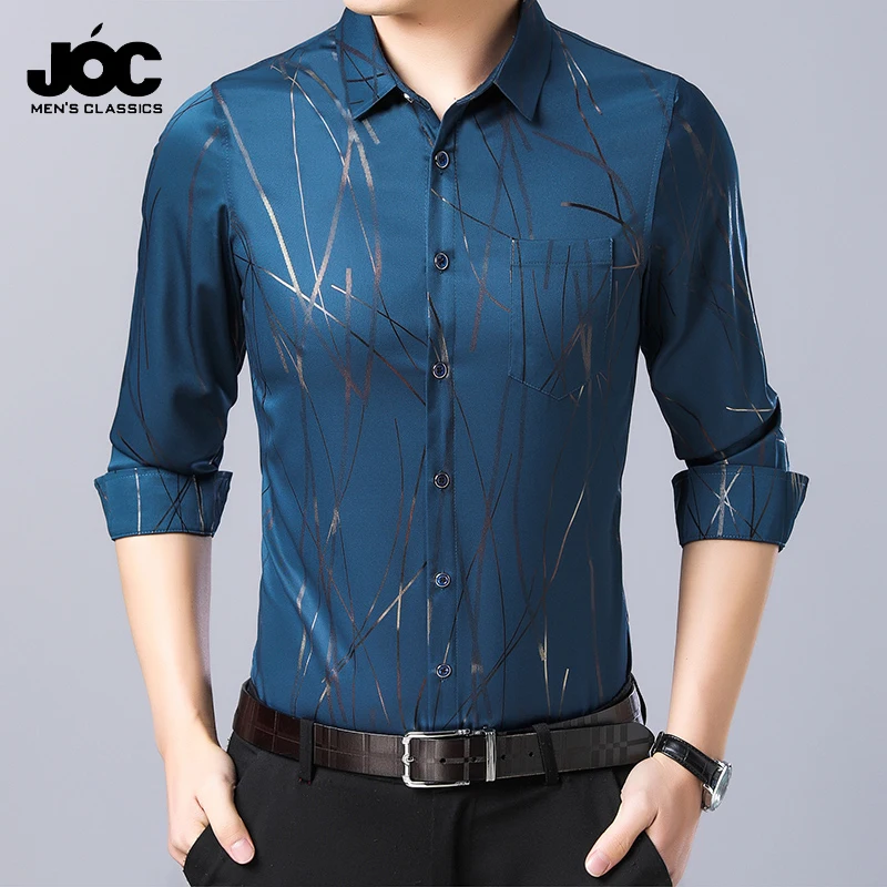 New Men's Casual Printed Long Sleeved Lapel Shirt for Spring and Autumn Fashion Comfortable Wrinkle Free Top Without Ironing