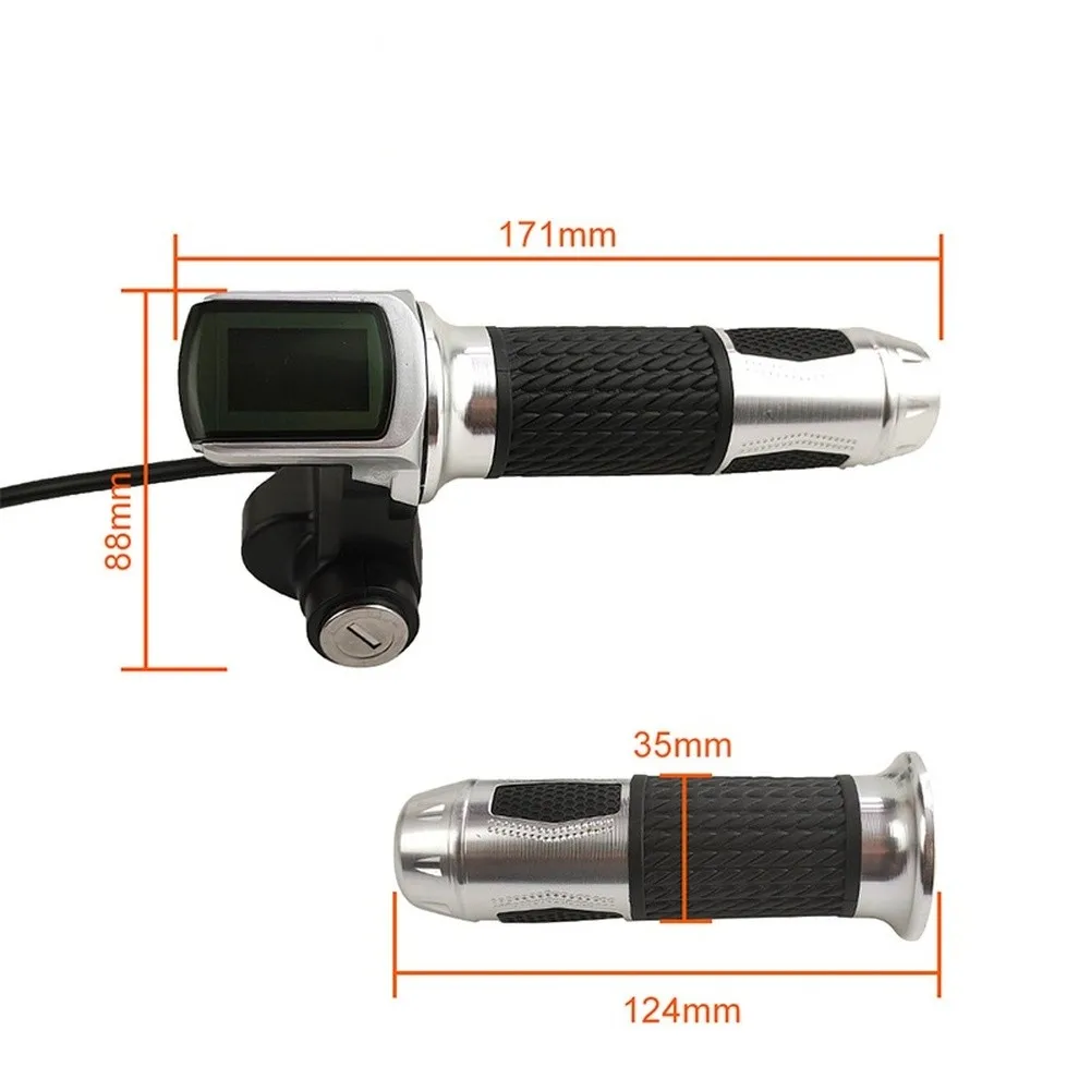 Electric Bike Throttle Grip With Voltage Display Speed Control Handle For Bike Scooter 12-99V System Replacement Part Accessory