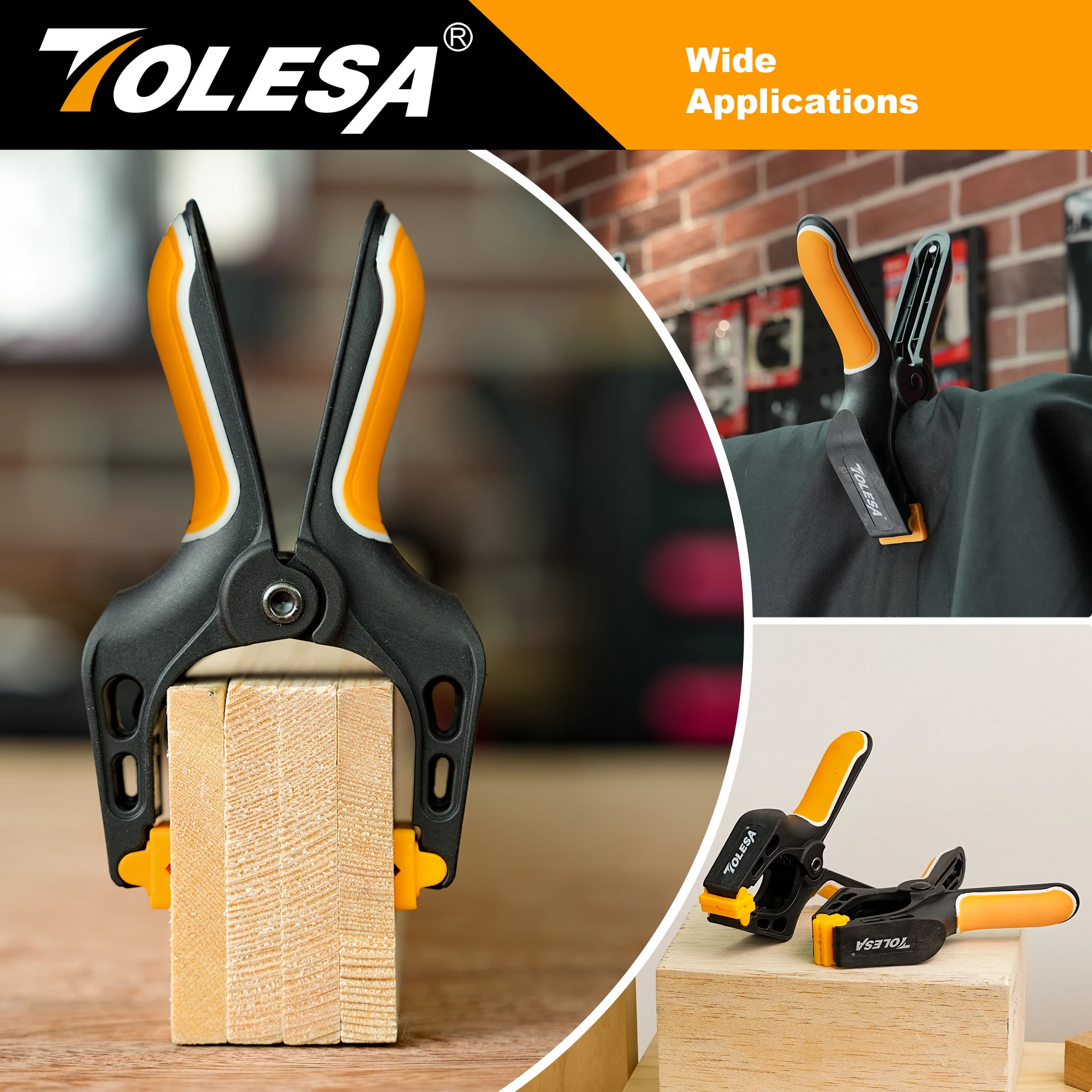 TOLESA 8pcs 4inch Spring Clamps DIY Woodworking Tools Plastic Nylon Clamps Spring Clip for Woodworking Photo Studio Background