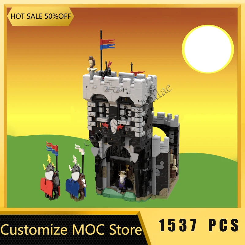 1537 PCS Customized MOC Medieval The Black Knight's Castle Front Gate Model Building DIY Blocks Bricks Assembly Toy Holiday Gift