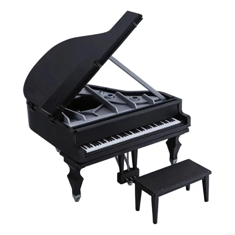 Small Plastic Student Grand Piano Small Instrument Plastic Texture for Miniature Scenes and Collectible Displays A2UB