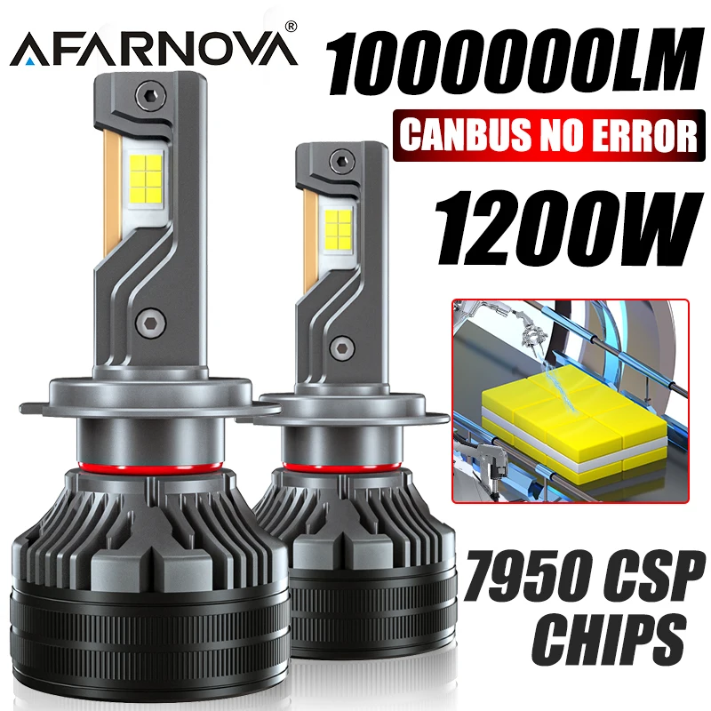 1200W H7 Светодиодная лампа для автомобильных фар H4 LED Canbus H8 H9 H11 H1 9005 HB3 9006 HB4 Автоматическая светодиодная противотуманная лампа CSP Chip 1000000 ЛМ 6000К 12В