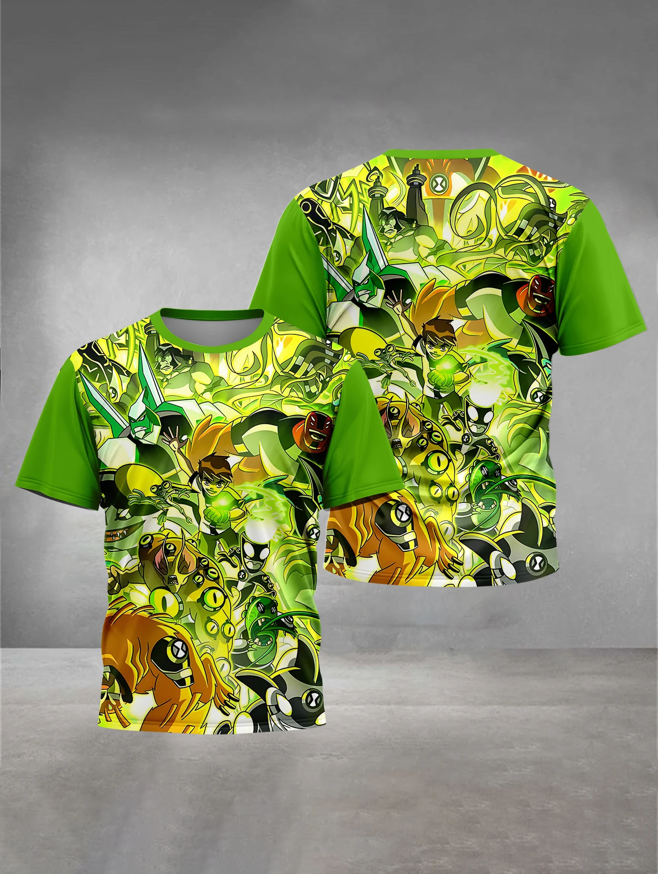 Men's Summer New 3D Printing Anime Ben 10 Short sleeve T-shirt Women's Street Leisure Sports Fashion Man Top