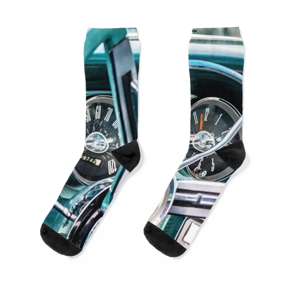 

Classic Car Steering Wheel and Dashboard Cluster. Socks Non-slip compression Designer Man Socks Women's