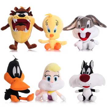 6 Set Stripfiguur Bugs Duffy Duck Tweety Cycloon Hond en Konijn Knuffel Figuur Gevulde Pop Speelgoed Kinderen Geschenken