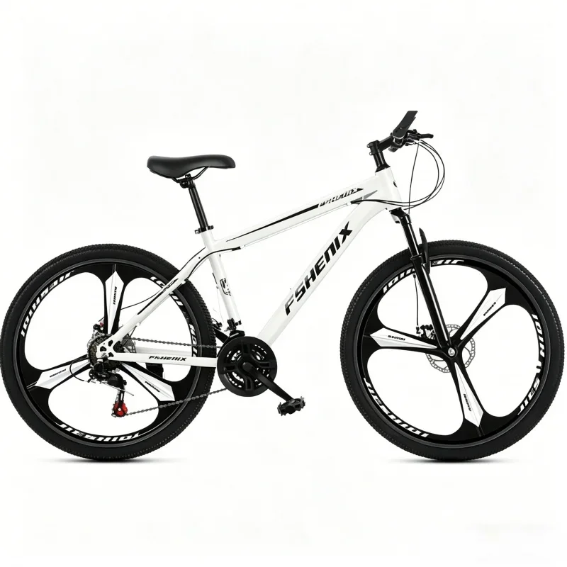 

Snow White 21 Speed Adult Mountain Bike 24/26 Inch MTB with Integrated Wheel Shock Absorption Off-Road Commuter Bicycle for Men