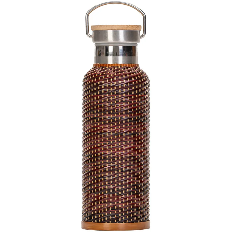 Imagem -05 - Bambu do Vintage Tecido Portátil Thermos Cup Hot Kettle Garrafa de Água de Viagem ao ar Livre Mão Como Garrafa de Água Quente g Aço Inoxidável