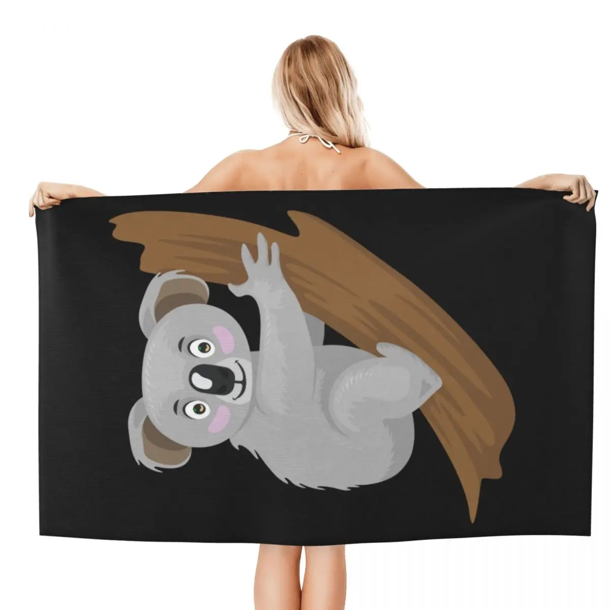 Custom Kawaii Animal Koala Branches Soft Linen Microfiber Beach Bath Towel Quick Dry Bear Bathroom Sauna Towels