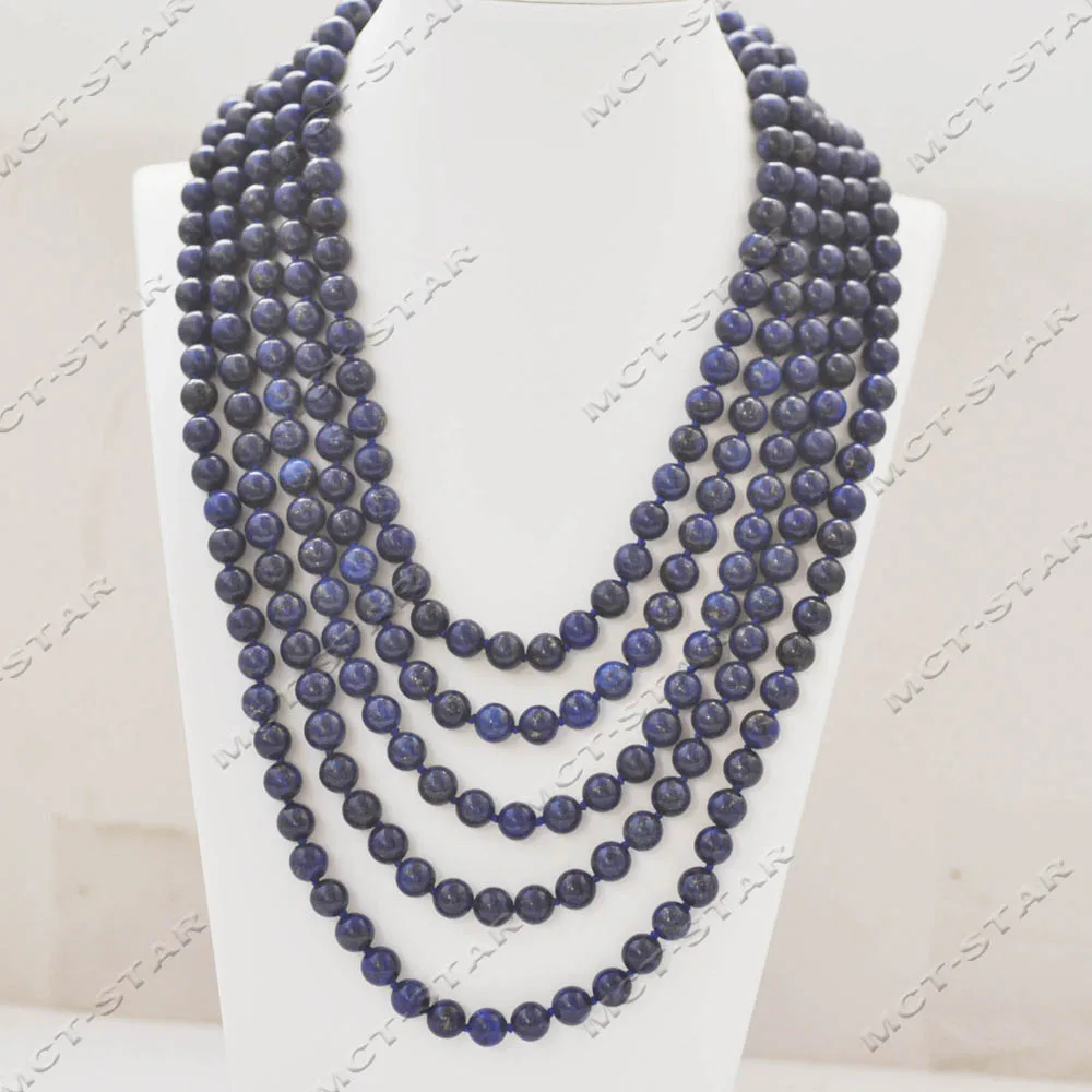 

MTC·STAR Long 100'' 8mm Blue Round Natural Lapis lazul Necklace (Z14345)