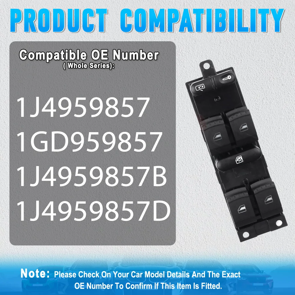 ABS 블랙 윈도우 스위치 버튼 커버 1J4959857 VW 골프 4도어 신형 바디 스타일 1999용