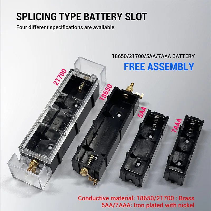 18650/21700/5AA/7AAA Splicable Battery Box Solder-free Battery Slot  DIY Battery Case Kits