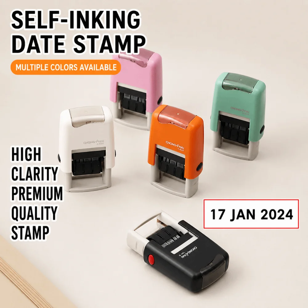 Automatic Ink Return Day-month-year Data Stamp English Version Adjustable Date Wheel Self-Inking Stamps Lightweight Multicolor