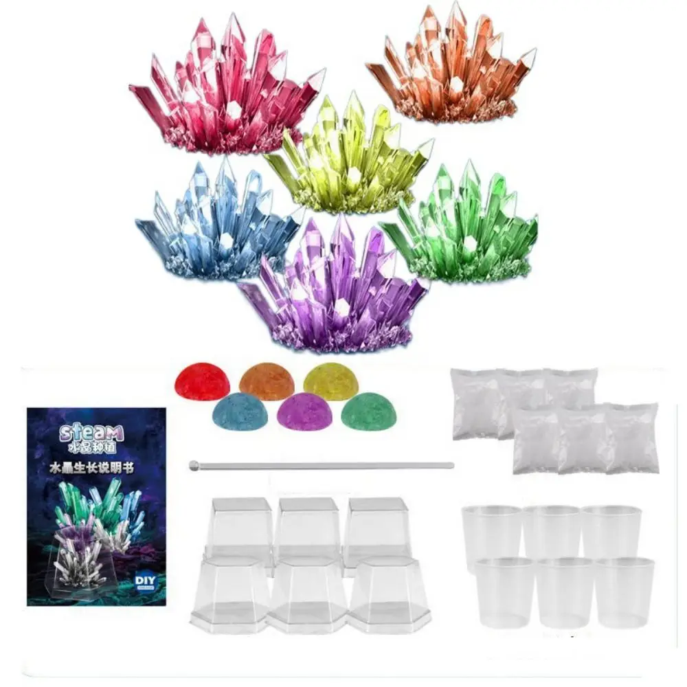 Vetrine Kit per la coltivazione di cristalli Cristalli colorati vibranti Crescono un cristallo Giocattoli scientifici educativi fai-da-te Bastoncini per mescolare