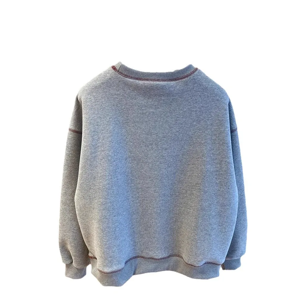 Thick Cartoon Hoodie for Women 2024 Winter Round Neck Korean Version Loose Sausage Dog Sheep Camel Velvet Top Women's Hoodie