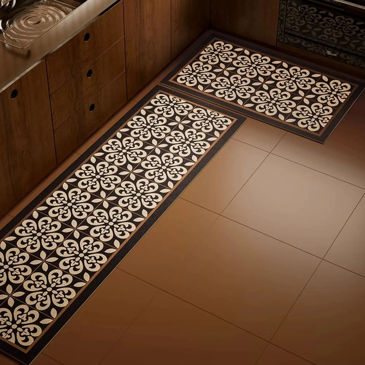 Vintage Geometric Pattern Kitchen Floor Mats Long Strip Runner Rugs Anti-slip Carpet Oil-proof Waterproof Mat Home Decoration 러그