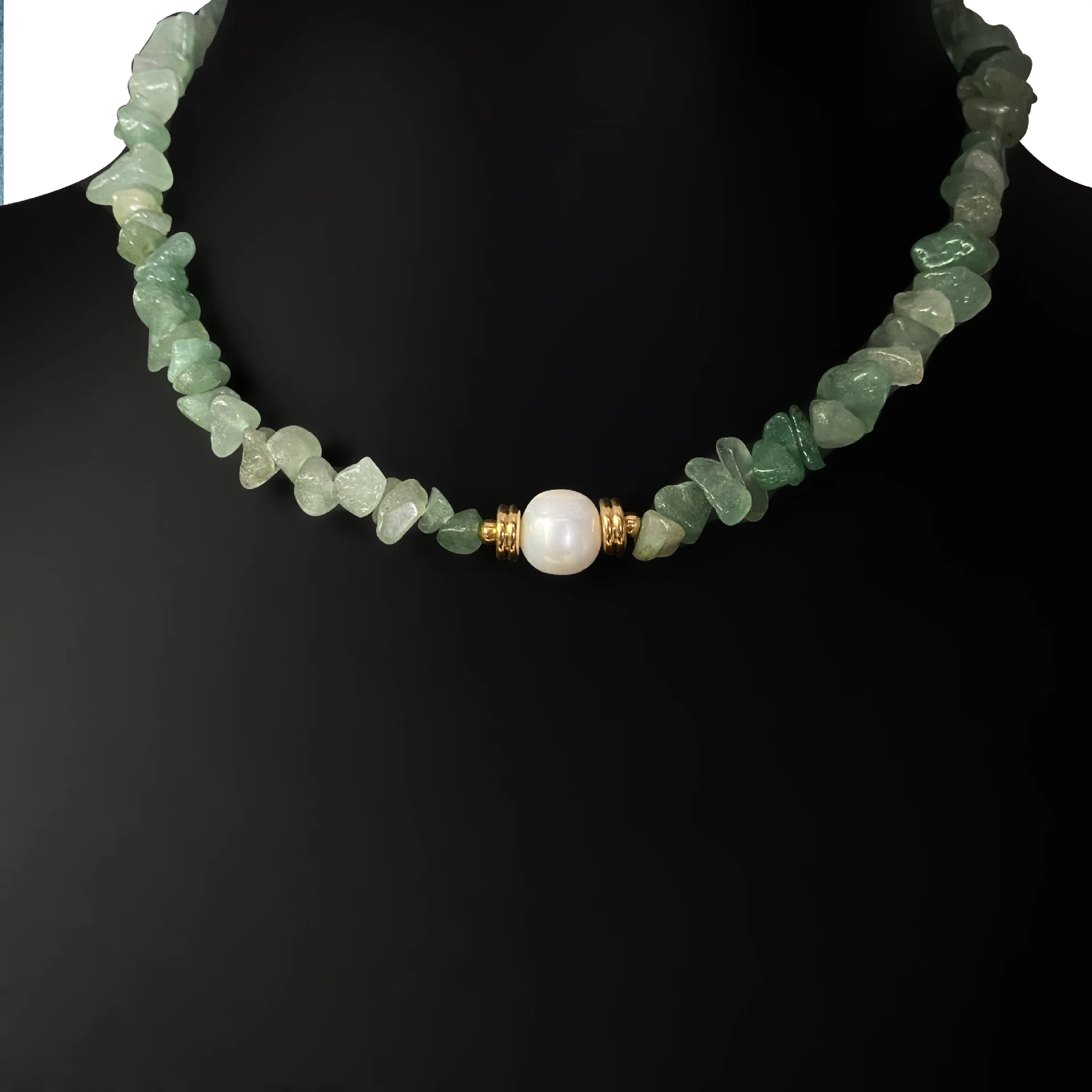 Vintage Green Dongling Gravel String Chain Natural High Quality Freshwater Pearl Dot Pendant Necklace Clavicle Chain Niche Desig