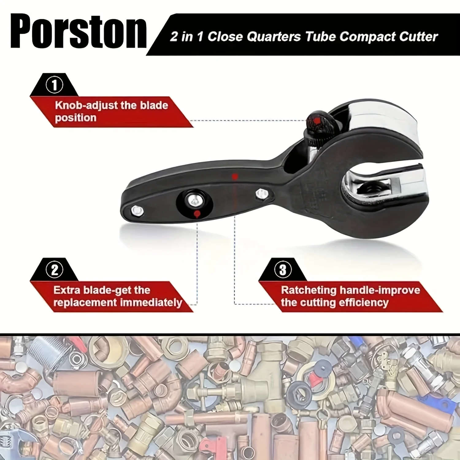 Ratchet Tube Cutter - Versatile Hand Tool for Copper, Aluminum, Iron, Stainless Steel, PPR & PE Pipes image 6